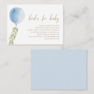 Carte D'accompagnement Livres pour bébé bleu ballon Eucalyptus Foliage
