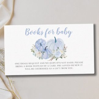 Carte D'accompagnement Livres Pour Bébé Bleu Petit Baby shower Citrouille