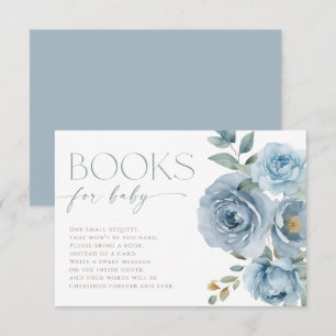 Carte D'accompagnement Livres pour bébé bleu poussiéreux rose floral