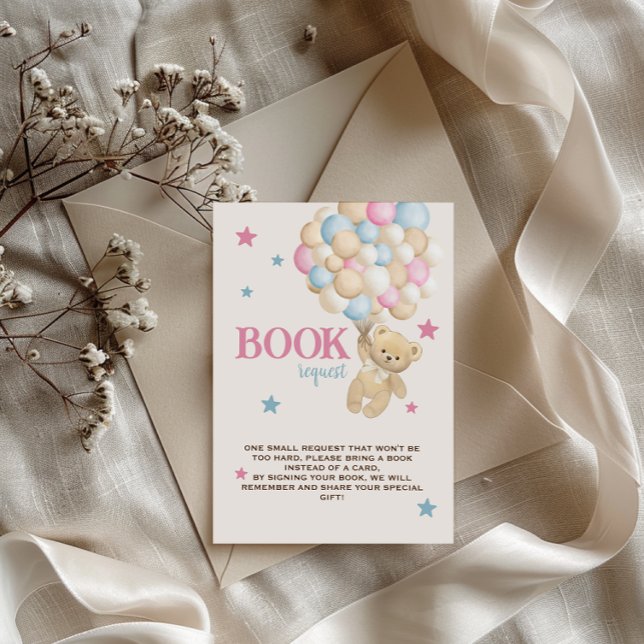 Carte D'accompagnement Livres pour bébé bleu rose sable Teddy Bear Boloon (Créateur téléchargé)