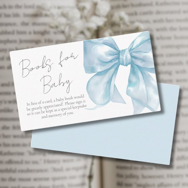 Carte D'accompagnement Livres Pour Bébé Bow Baby shower Enclôture Card (Books For Baby Blue Bow Baby Shower Enclosure Card )