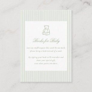 Carte D'accompagnement Livres pour bébé Cadeaux de baby shower vert sauge
