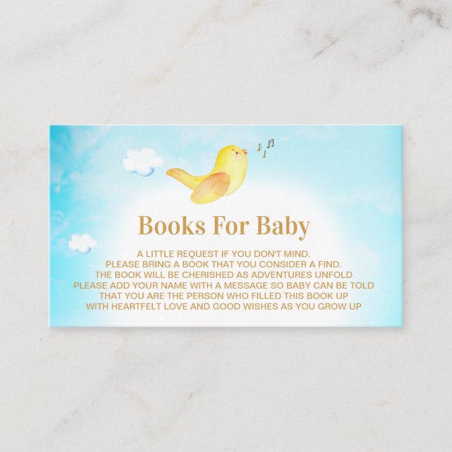 Carte D'accompagnement *~* Livres Pour Bébé Ciel Birdie Jaune (Devant)