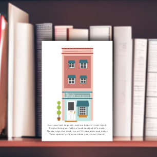 Carte D'accompagnement Livres Pour Bébé Construction Baby shower rose