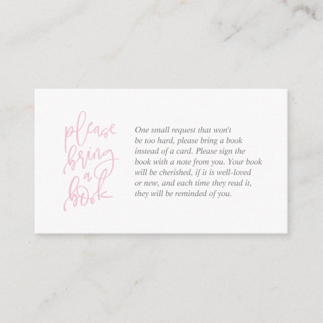 Carte D'accompagnement Livres pour bébé, Creative rose et gris Script (Devant)