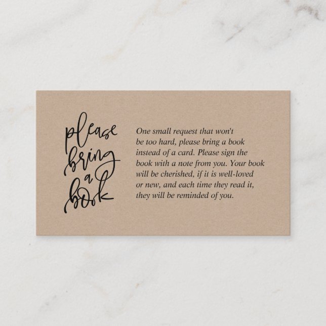 Carte D'accompagnement Livres pour bébé, Créative rustique kraft Script (Devant)