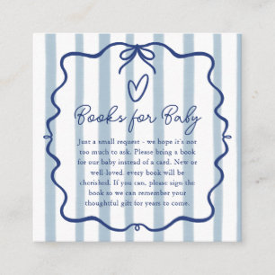 Carte D'accompagnement Livres pour bébé Cute Blue Stripes Baby Shower
