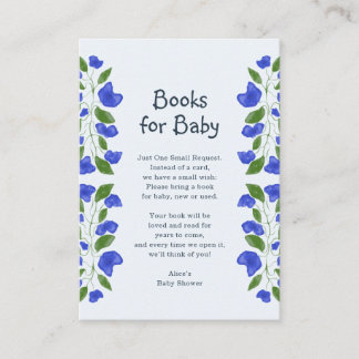 Carte D'accompagnement Livres pour Bébé Cute Floral Bleu Baby Shower
