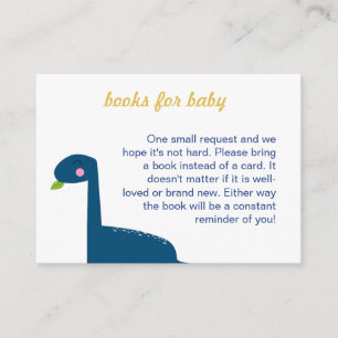 Carte D'accompagnement Livres pour bébé Dinosaur Baby shower Blue Cute
