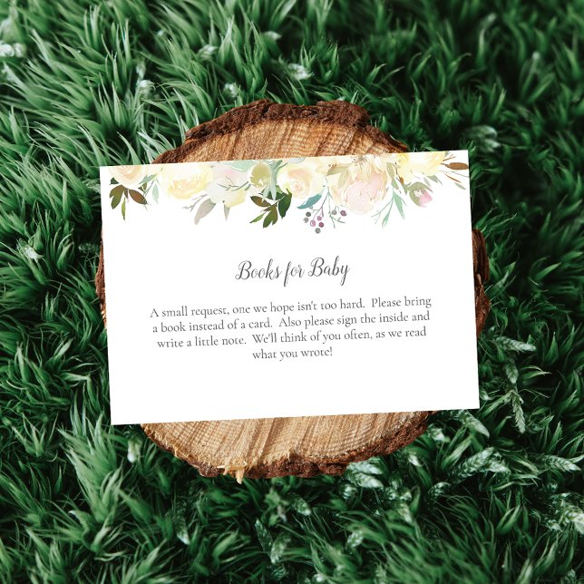 Carte D'accompagnement Livres Pour Bébé Elegant Rose Blanche (Créateur téléchargé)