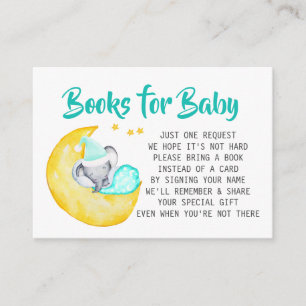 Carte D'accompagnement Livres pour Bébé Éléphant pour la Fête de Naissanc