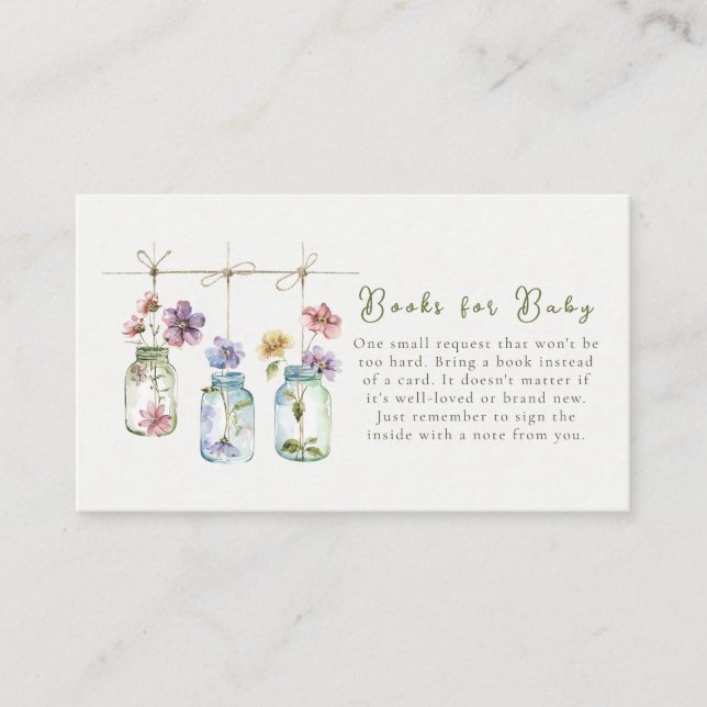 Carte D'accompagnement Livres pour bébé en pot de fleurs sauvages de jard (Devant)