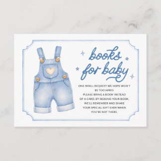 Carte D'accompagnement Livres pour bébé en salopette en jean Baby Shower
