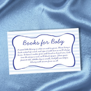 Carte D'accompagnement Livres pour bébé encadré ondulé bleu Baby Shower