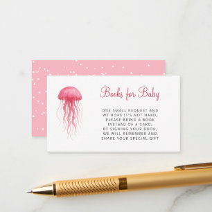 Carte D'accompagnement Livres pour Bébé Fille Baby Shower Rose Méduse