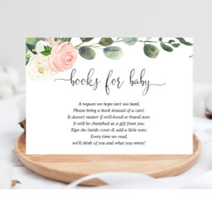 Carte D'accompagnement Livres pour bébé fille blush rose blanc élégant