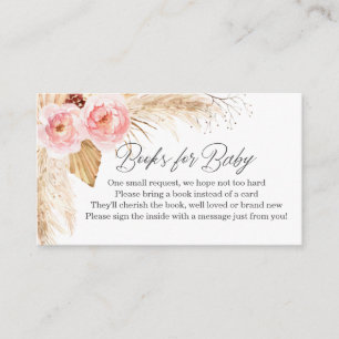 Carte D'accompagnement Livres pour bébé fille boho floral pampass herbe