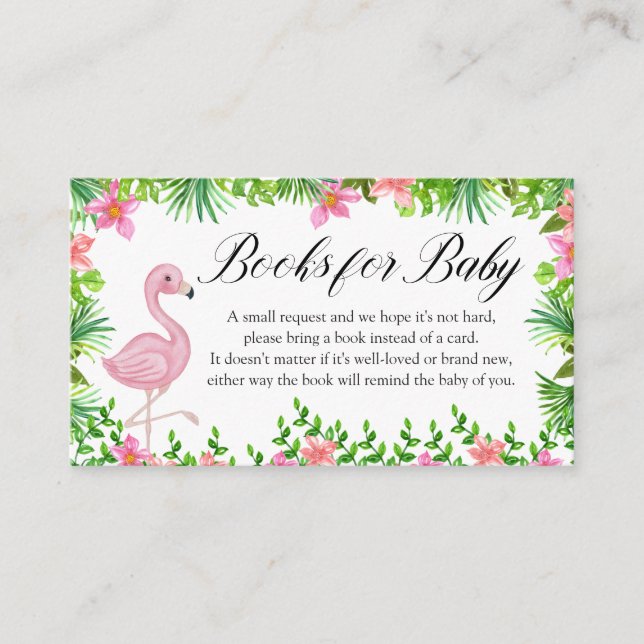 Carte D'accompagnement Livres pour bébé Flamant rose rose Fleurs tropical (Devant)