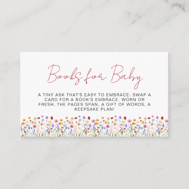 Carte D'accompagnement Livres pour bébé Fleur sauvage Baby shower Jardin  (Devant)
