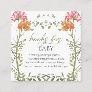 Carte D'accompagnement Livres pour bébé Fleurs de prairie Baby Shower