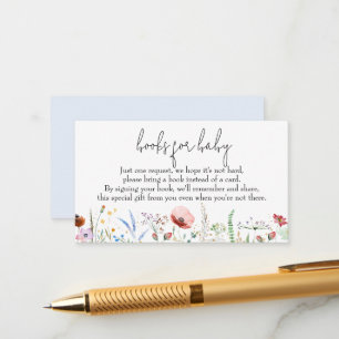Carte D'accompagnement Livres pour bébé Fleurs sauvages Baby shower garço