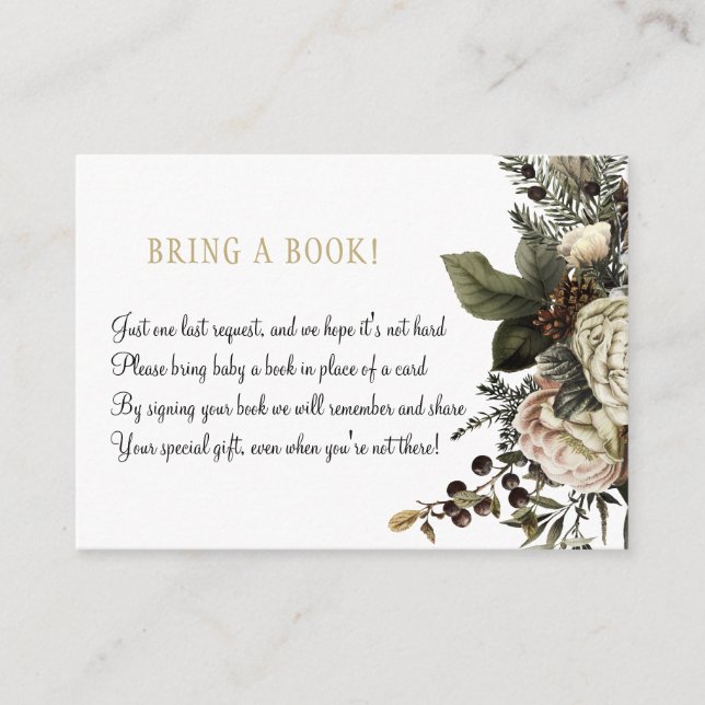 Carte D'accompagnement Livres pour bébé floral apporter livre insert cart (Devant)