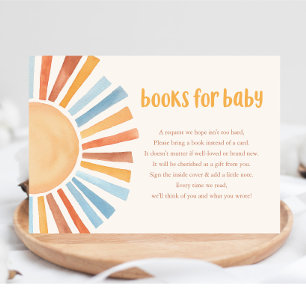 Carte D'accompagnement Livres pour bébé garçon boho soleil baby shower