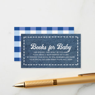Carte D'accompagnement Livres pour bébé garçon Shower Bleu Jean Bébé
