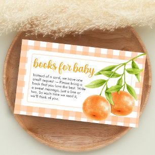 Carte D'accompagnement Livres pour bébé Gingham Orange pour Baby Shower