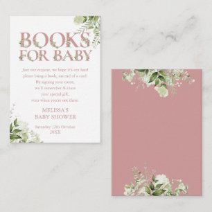 Carte D'accompagnement Livres Pour Bébé Livre Demander Baby shower Rose