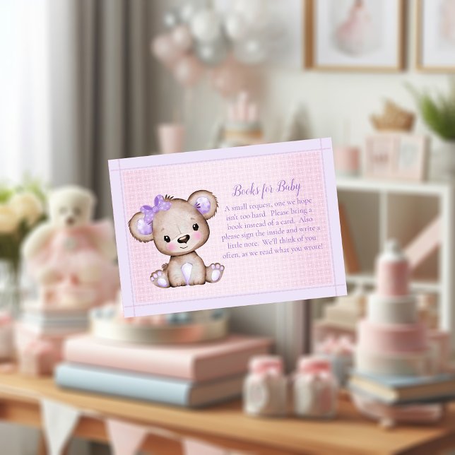 Carte D'accompagnement Livres pour bébé mignon ours pourpre pour fille do (Créateur téléchargé)