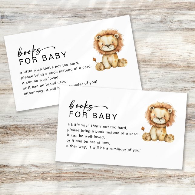 Carte D'accompagnement Livres pour bébé mignon petit Baby shower Lion (Créateur téléchargé)