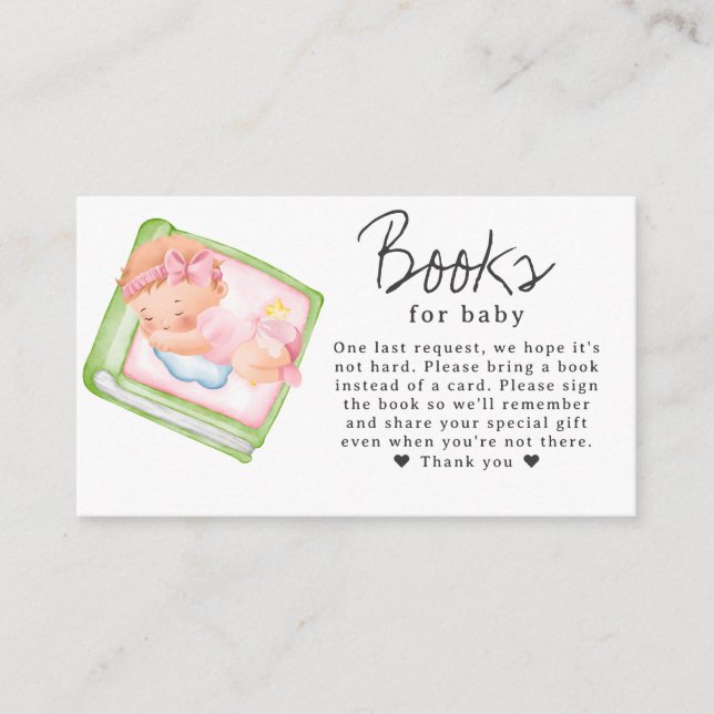 Carte D'accompagnement Livres Pour Bébé mignon Petite Fille Baby shower (Devant)