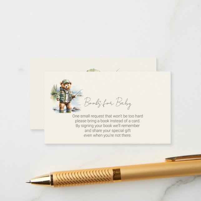 Carte D'accompagnement Livres pour bébé mignonne pêche à l'ours (Devant/Arrière en situation)