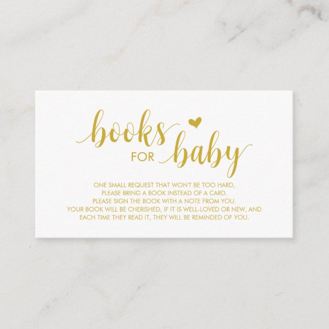 Carte D'accompagnement Livres pour bébé, Modern Cute Gold Script (Devant)