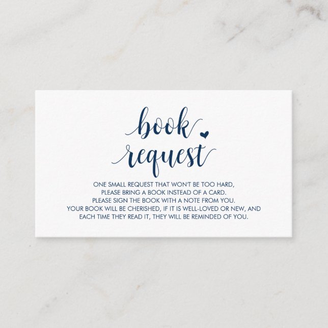 Carte D'accompagnement Livres pour bébé, Modern Cute Navy Bleu Script (Devant)