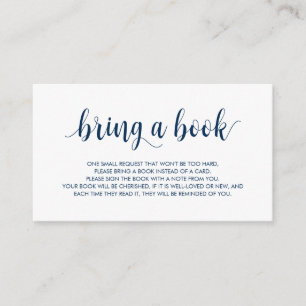 Carte D'accompagnement Livres pour bébé, Modern Rustic Navy Bleu Script