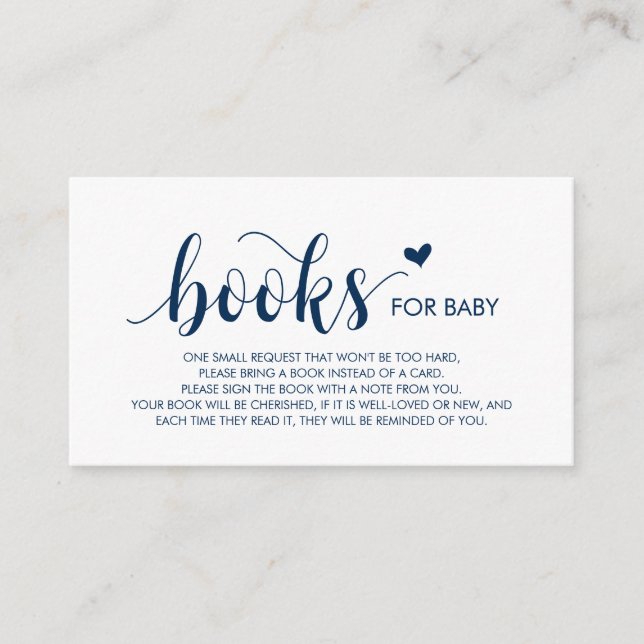 Carte D'accompagnement Livres pour bébé, Modern Rustic Navy Bleu Script (Devant)