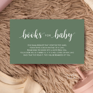Carte D'accompagnement Livres pour bébé, Moderne Minimaliste Vert Sauge