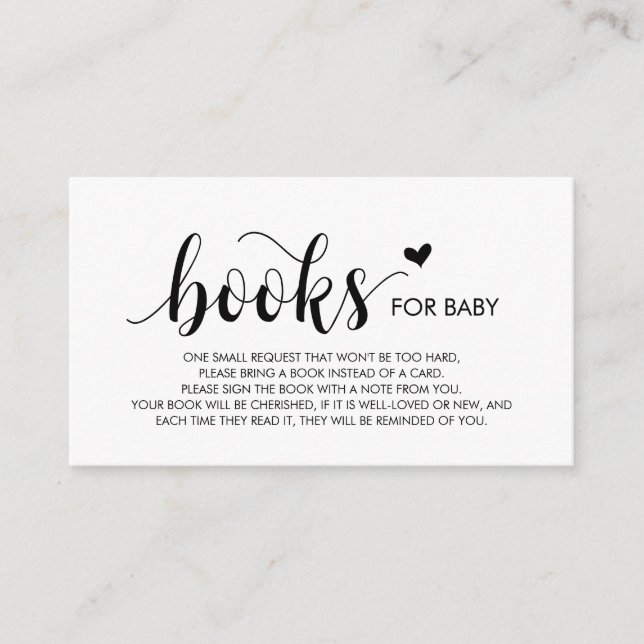 Carte D'accompagnement Livres pour bébé, moderne rustique noir Script (Devant)