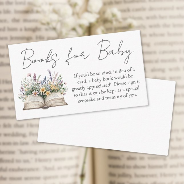 Carte D'accompagnement Livres Pour Bébé Nouveau Chapitre Fleur sauvage Ba (Books For Baby New Chapter Wildflower Baby Shower Enclosure Card)