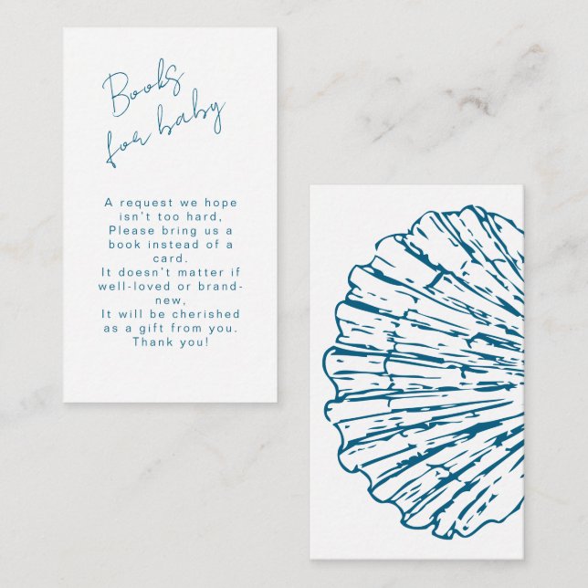 Carte D'accompagnement Livres Pour Bébé Ocean Blue Scallop Baby Boy Douch (Devant / Derrière)