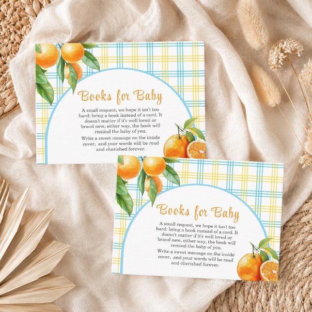 Carte D'accompagnement Livres pour bébé oranges Fête de bébé bleu (Créateur téléchargé)
