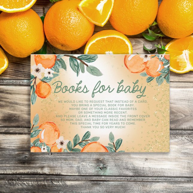 Carte D'accompagnement Livres pour bébé Oranges Vert Feuille Little Cutie (Créateur téléchargé)