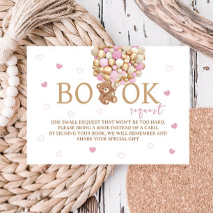 Carte D'accompagnement Livres pour bébé ours avec ballons roses bohème