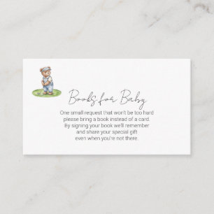 Carte D'accompagnement Livres pour bébé ours bleu mignon jouant au golf