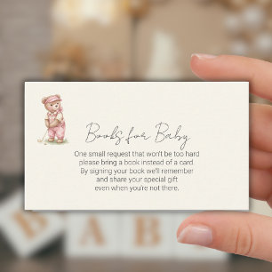 Carte D'accompagnement Livres pour bébé Ourson rose golf