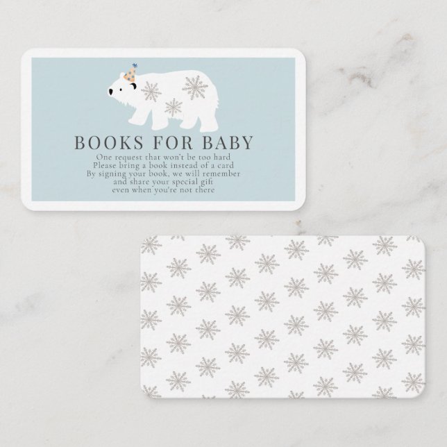 Carte D'accompagnement Livres pour bébé Polar Bear Blue Boy (Devant / Derrière)