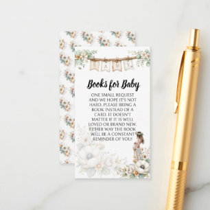 Carte D'accompagnement Livres pour bébé pour Baby Shower Floral Rustique