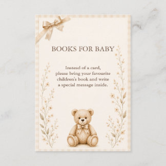 Carte D'accompagnement Livres pour bébé pour une fête de naissance Ourson